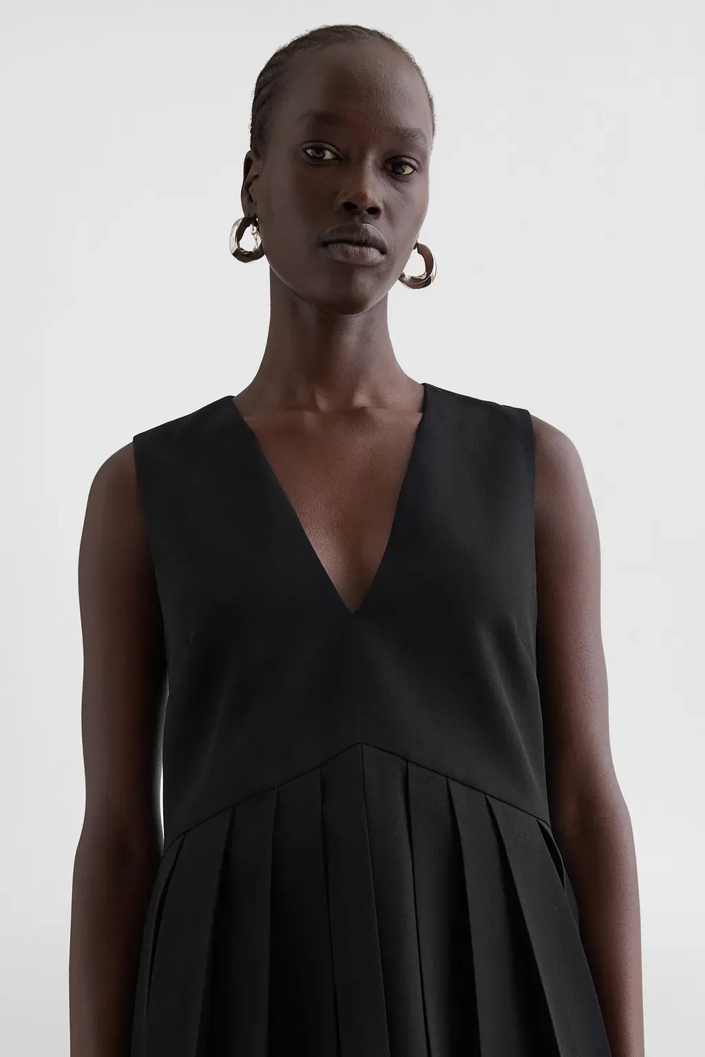 Wool Gabardine Pleated Top