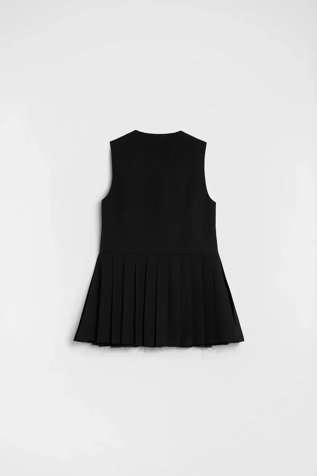 Wool Gabardine Pleated Top
