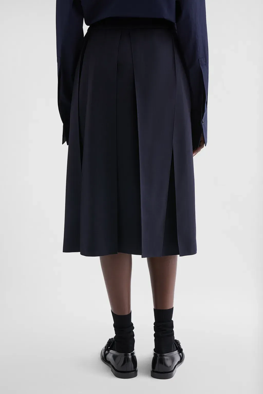 Wool Gabardine Pleated Skirt