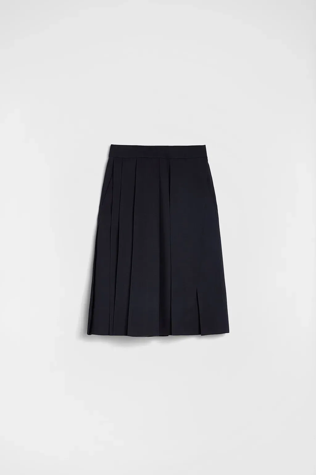 Wool Gabardine Pleated Skirt