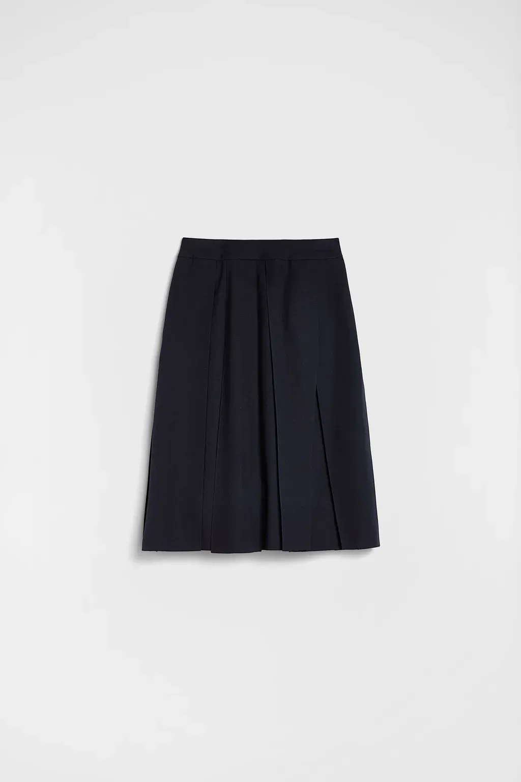 Wool Gabardine Pleated Skirt