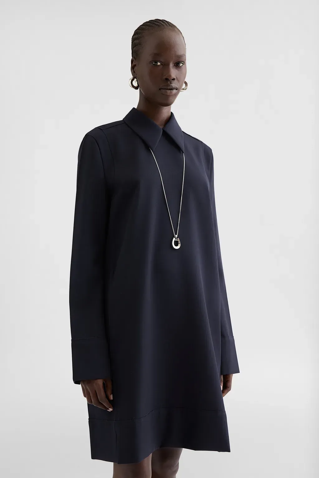 Wool Gabardine Shirt Dress