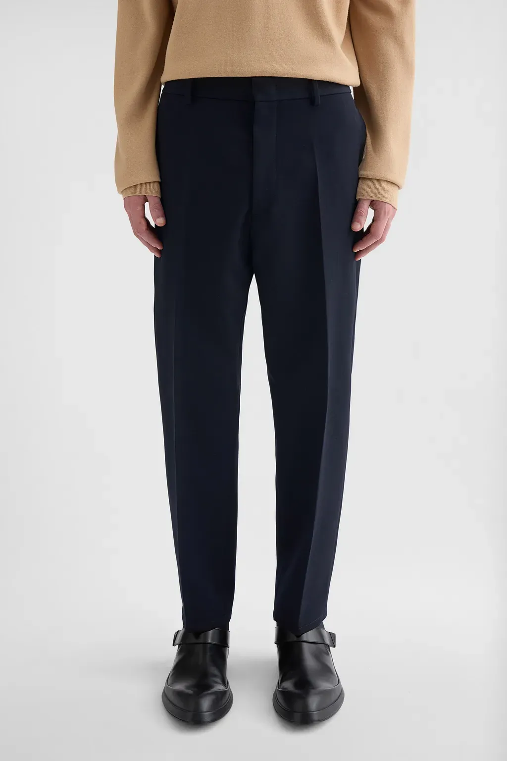 Wool Gabardine Tapered Trousers