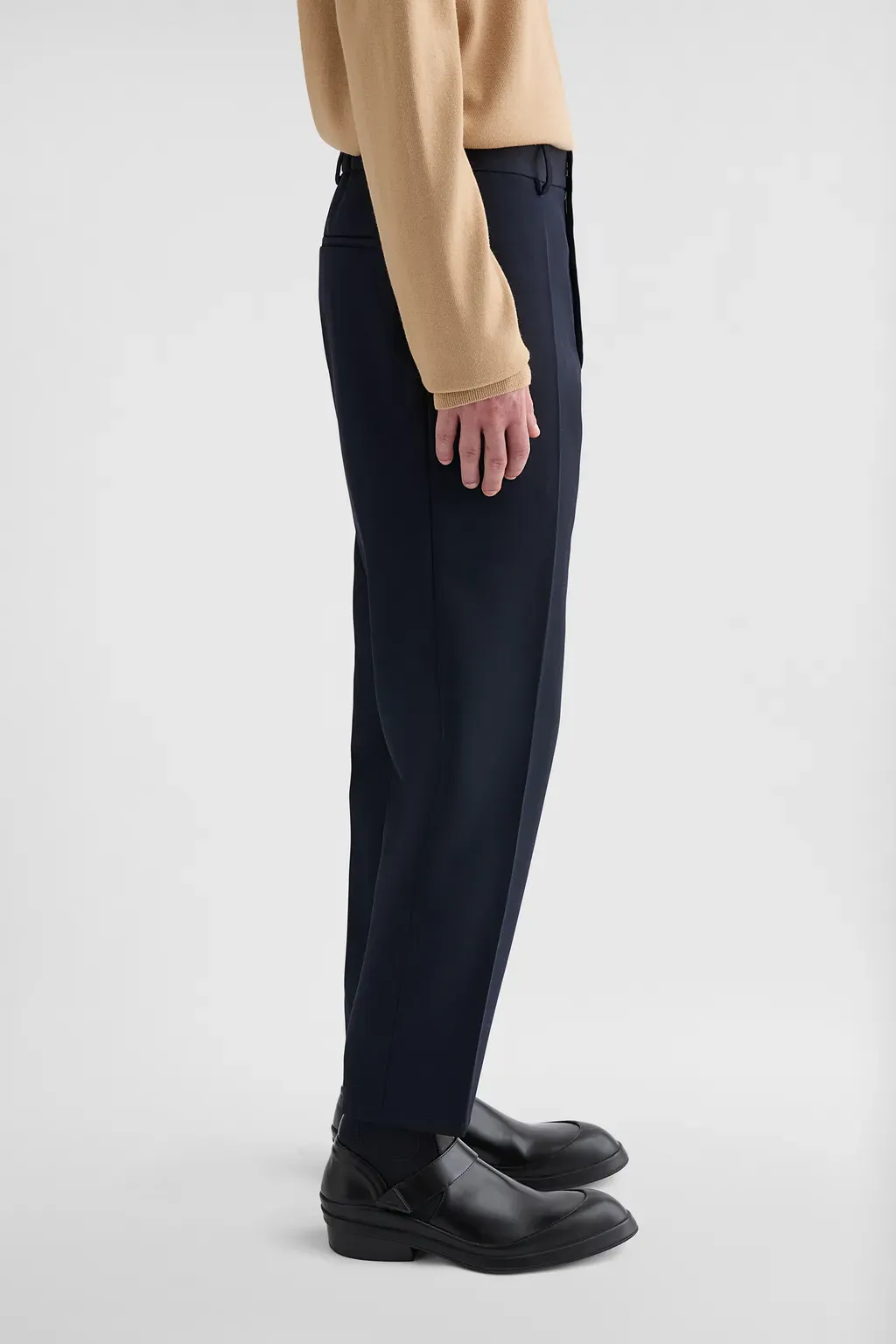 Wool Gabardine Tapered Trousers