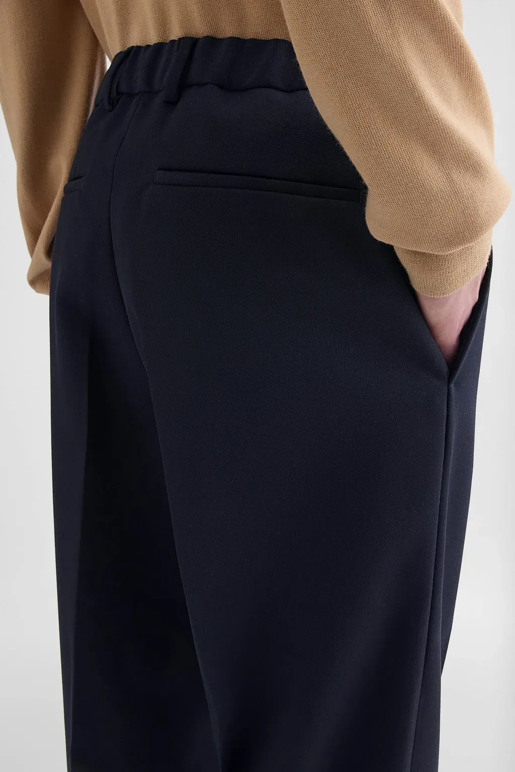 Wool Gabardine Tapered Trousers