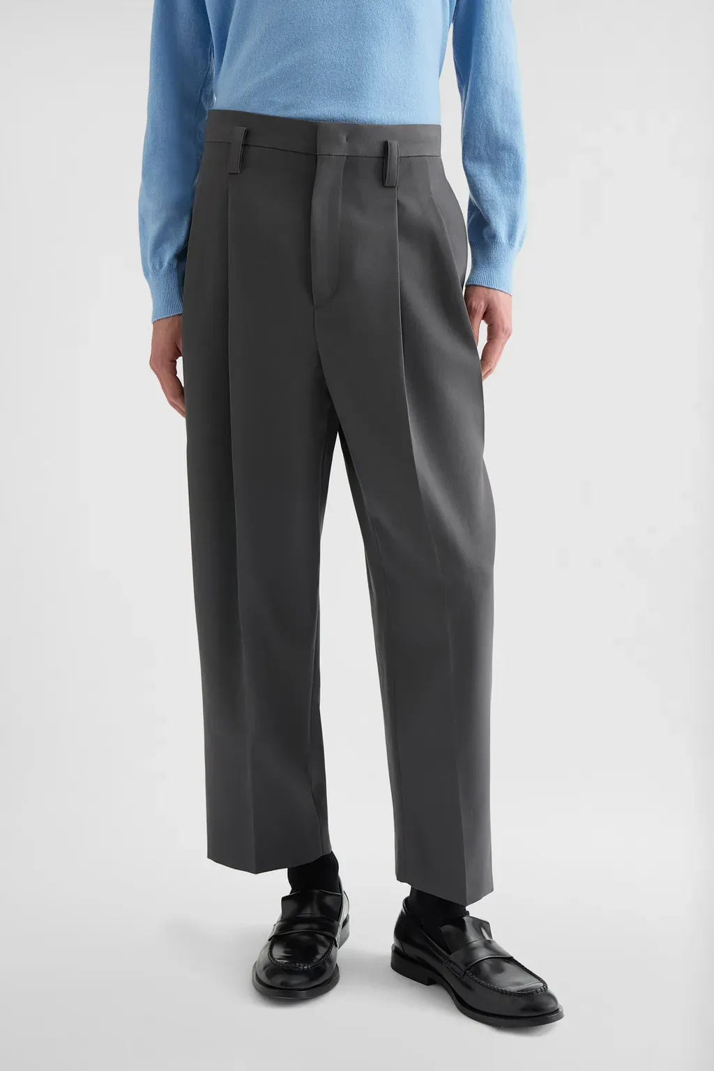 Wool Gabardine Tapered Trousers