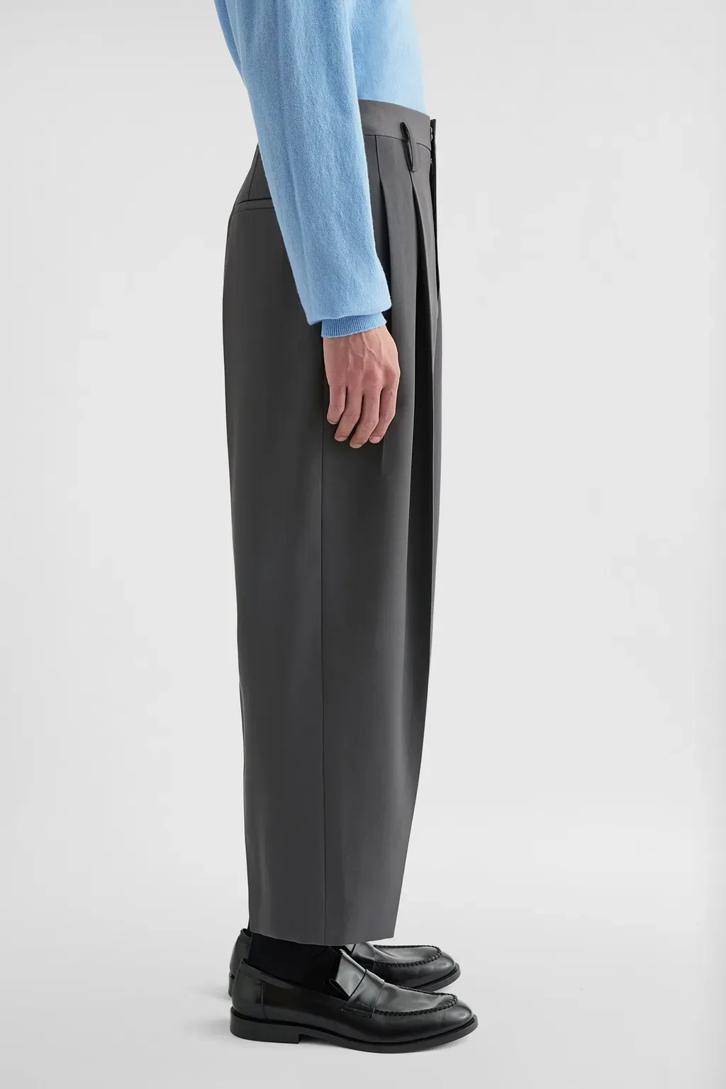 Wool Gabardine Tapered Trousers