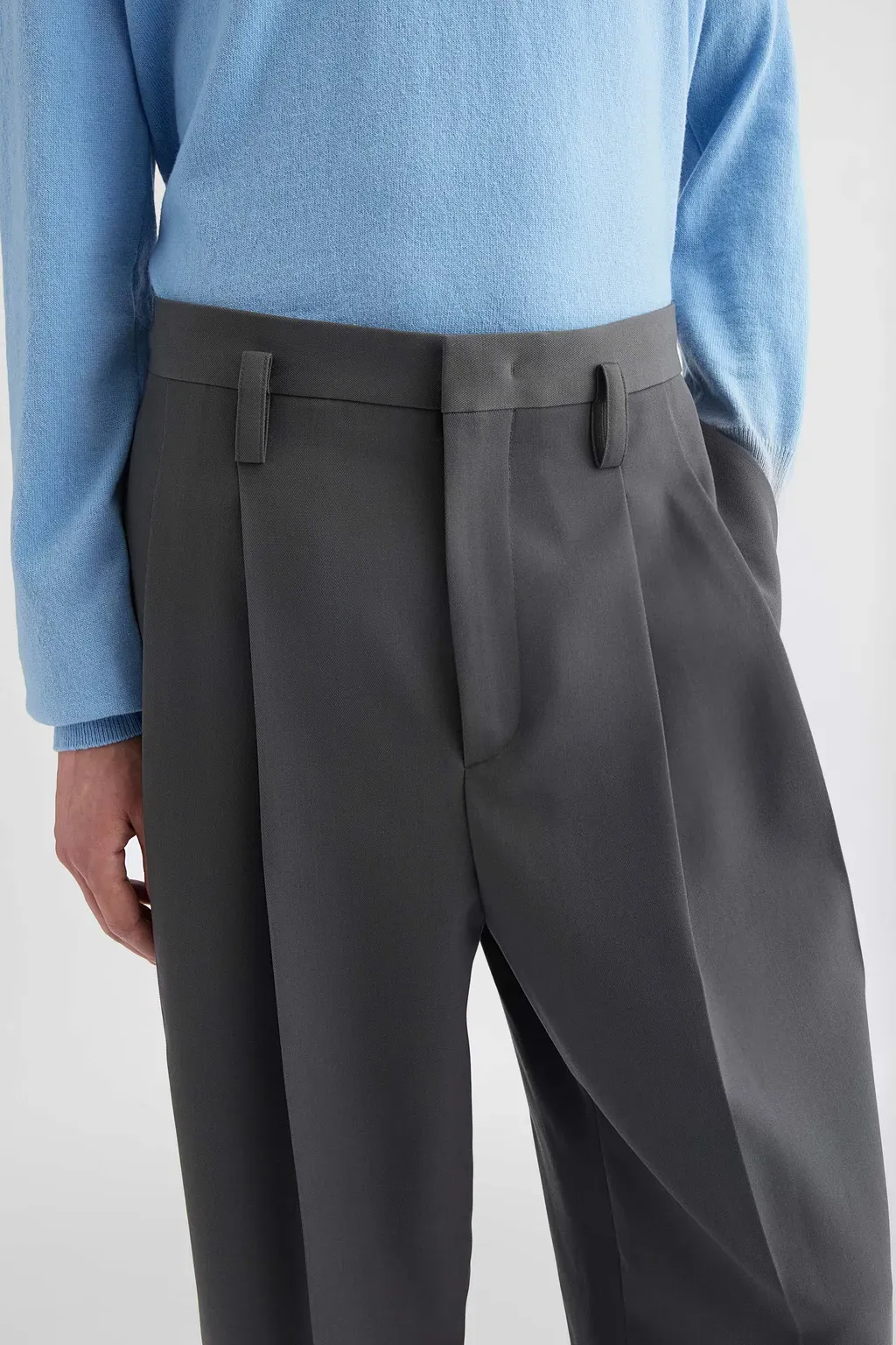 Wool Gabardine Tapered Trousers