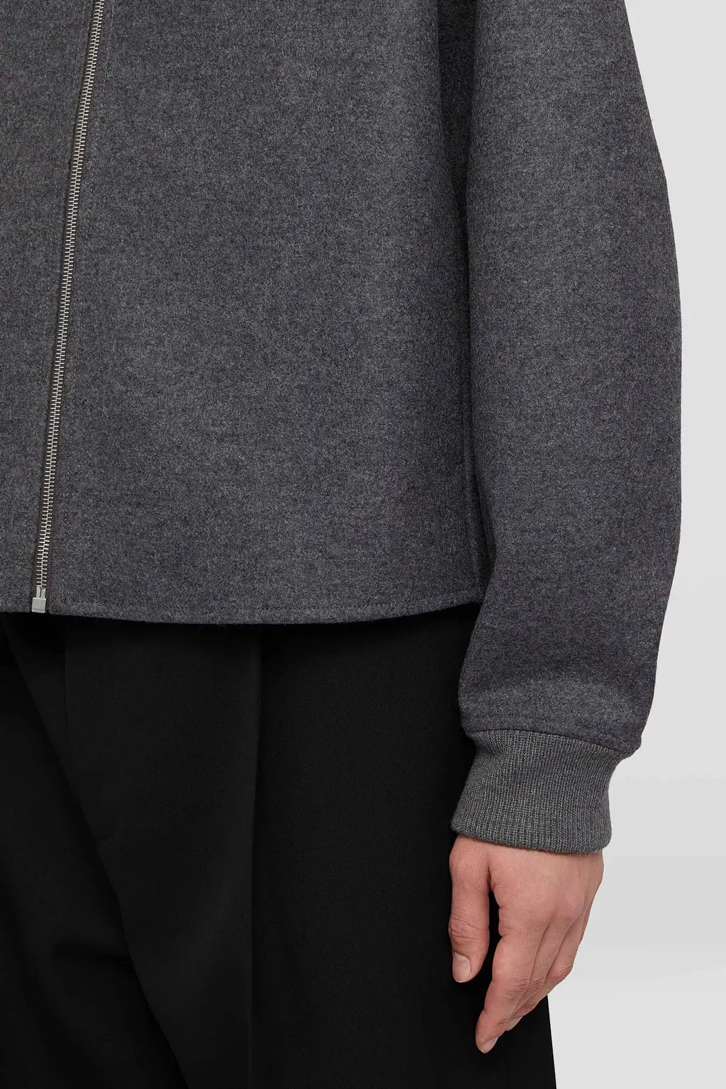 Wool Melton Zip-Up Sweatshirt