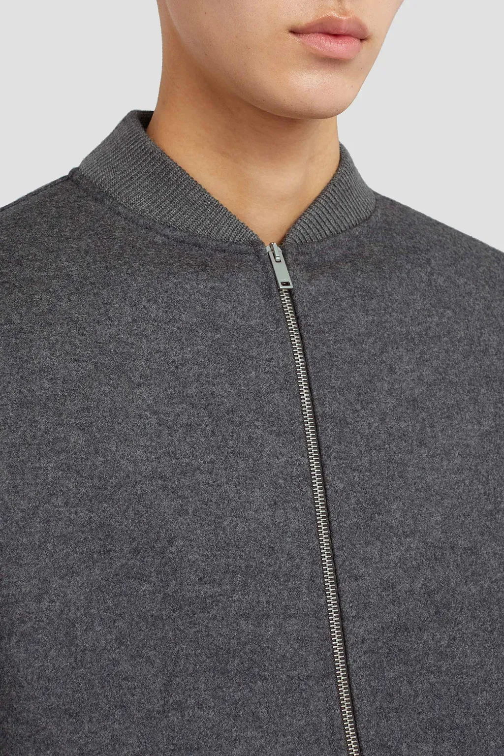 Wool Melton Zip-Up Sweatshirt