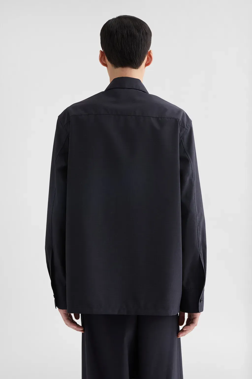 Wool Poplin Zip-Up Shirt