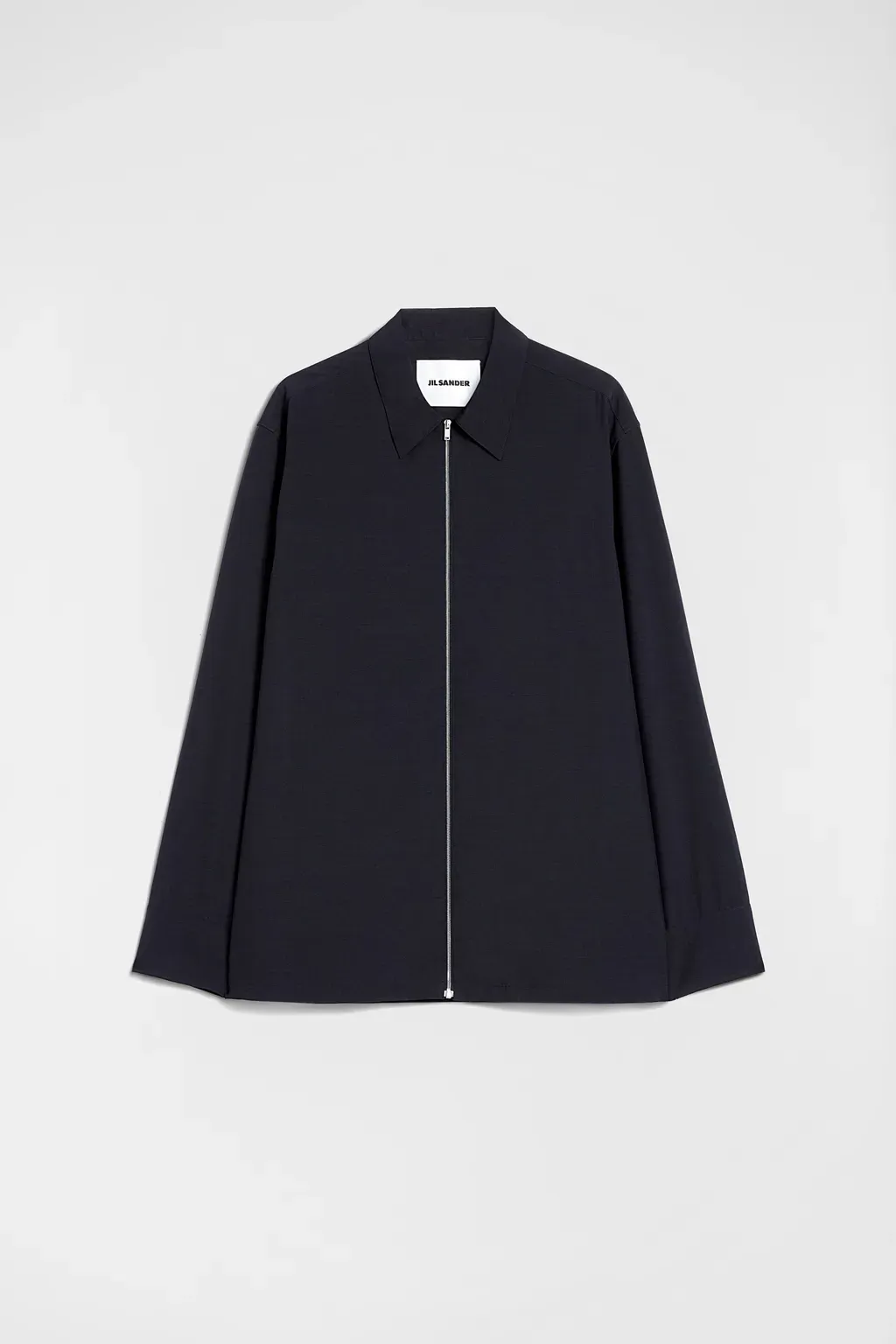 Wool Poplin Zip-Up Shirt