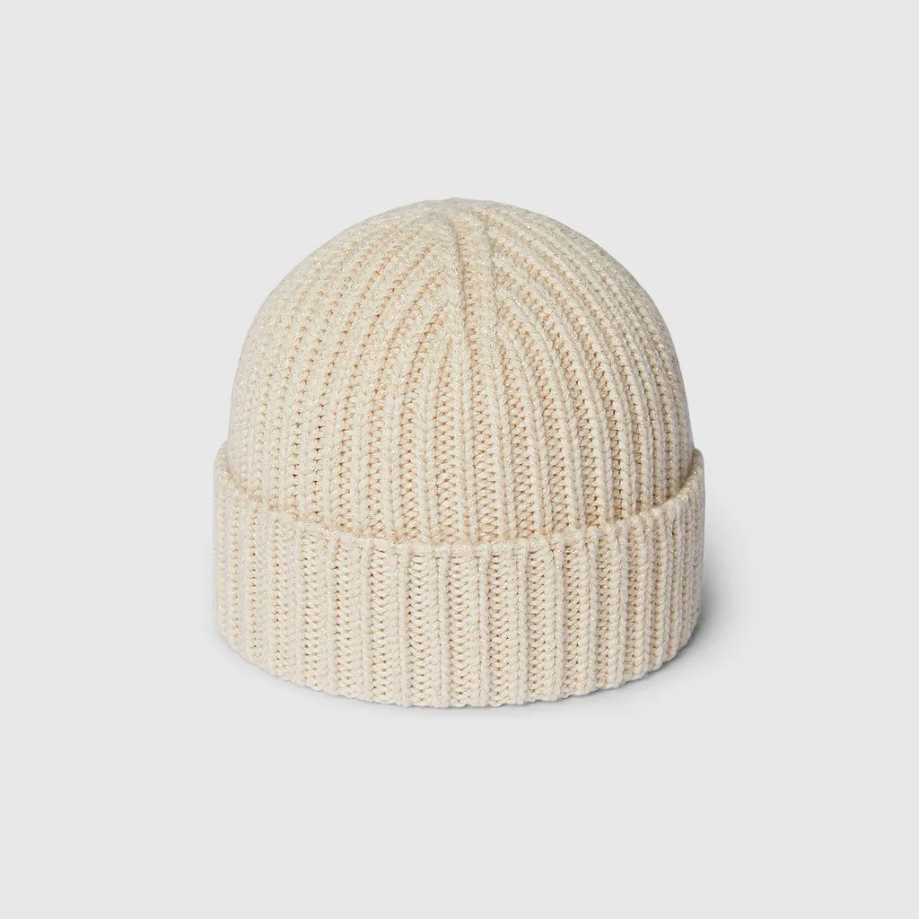 Rib Knit Wool Lamé Hat