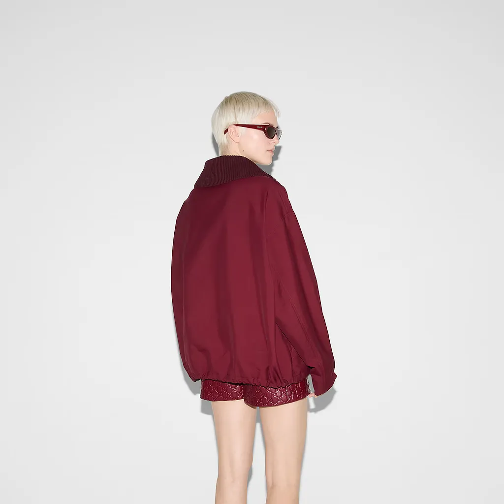 Embossed Gabardine Bomber Jacket