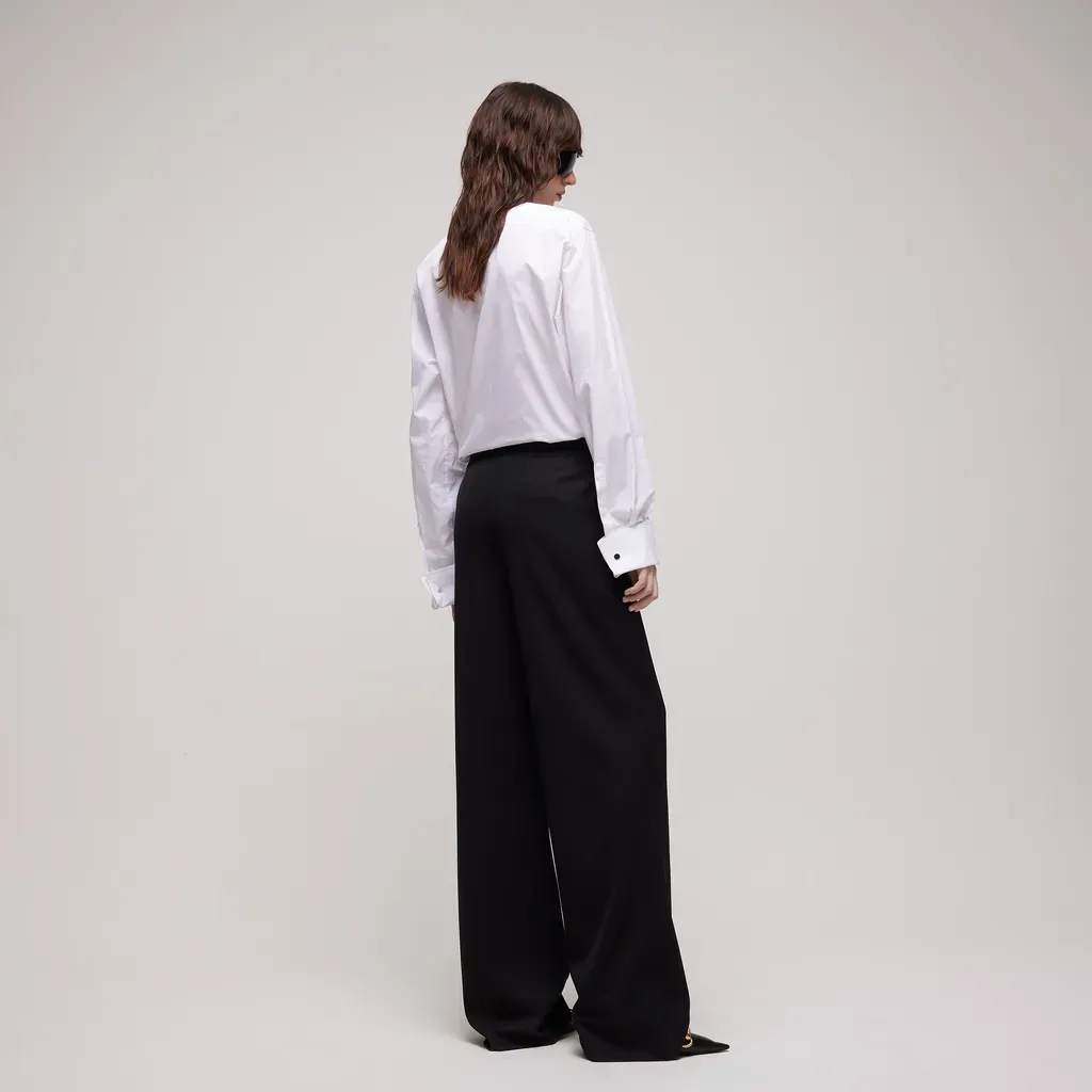 Cotton Poplin Shirt With Rouches