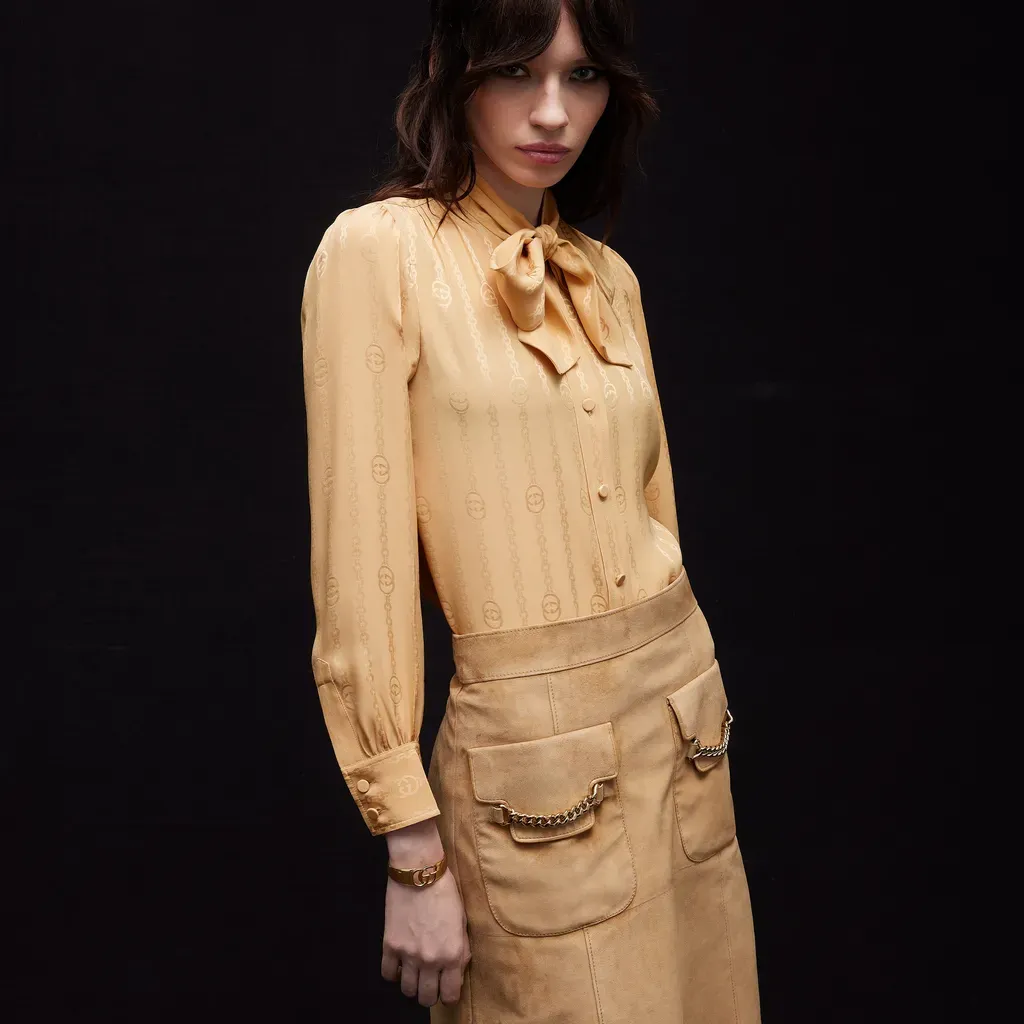 Interlocking G Chain Silk Jacquard Shirt