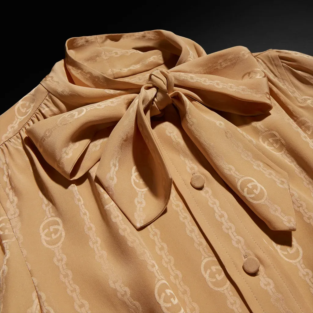 Interlocking G Chain Silk Jacquard Shirt