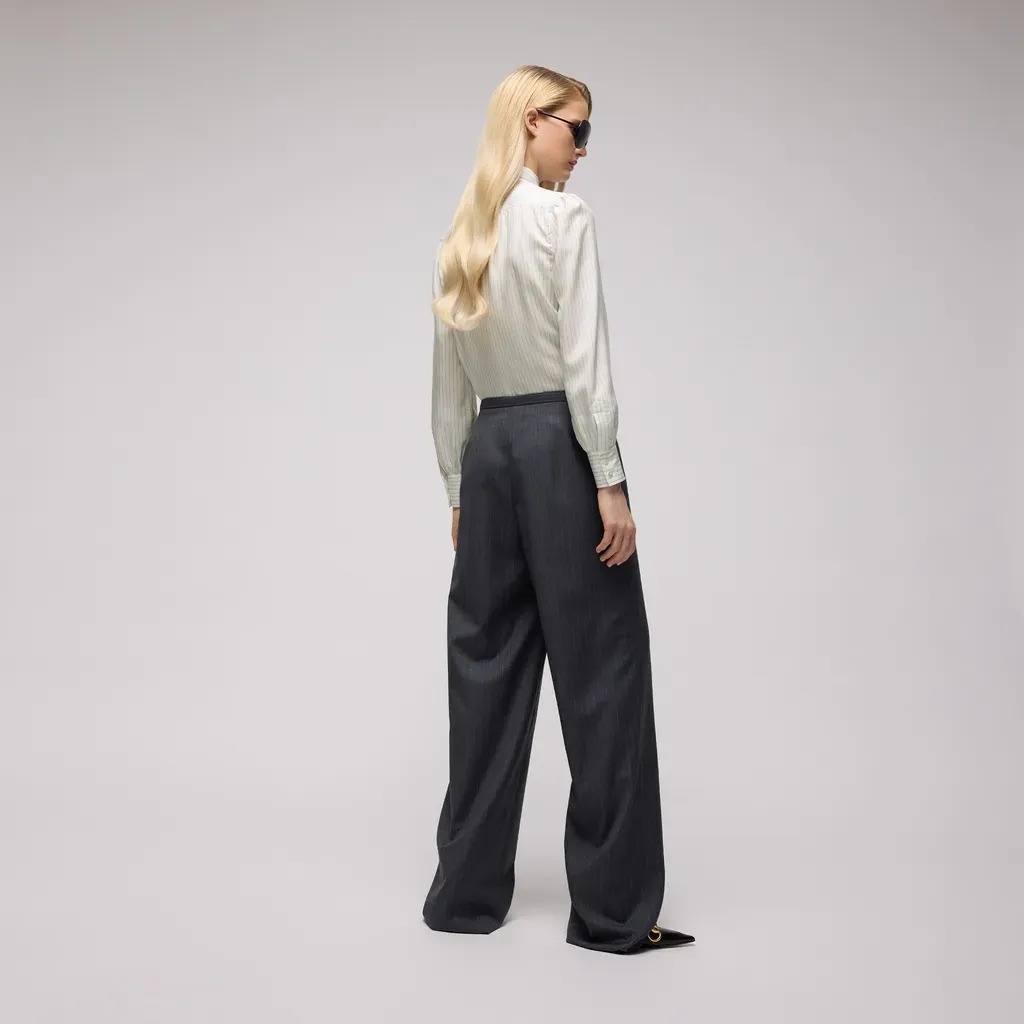 Gucci Pinstripe Silk Shirt With Bow