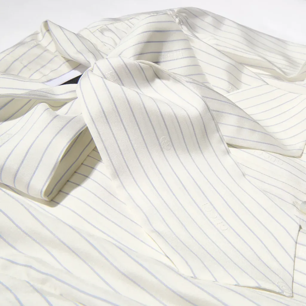 Gucci Pinstripe Silk Shirt With Bow