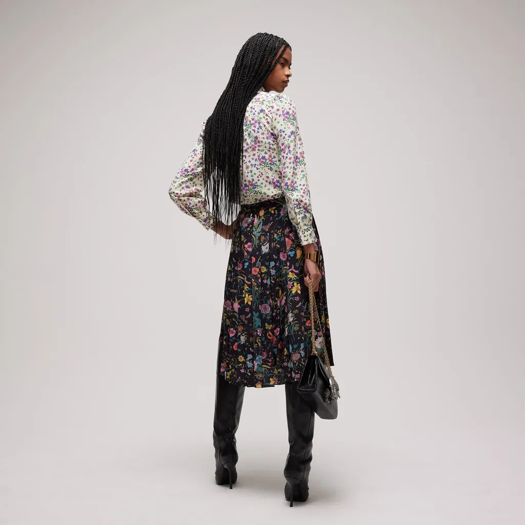 Printed Silk Shirt With Bow