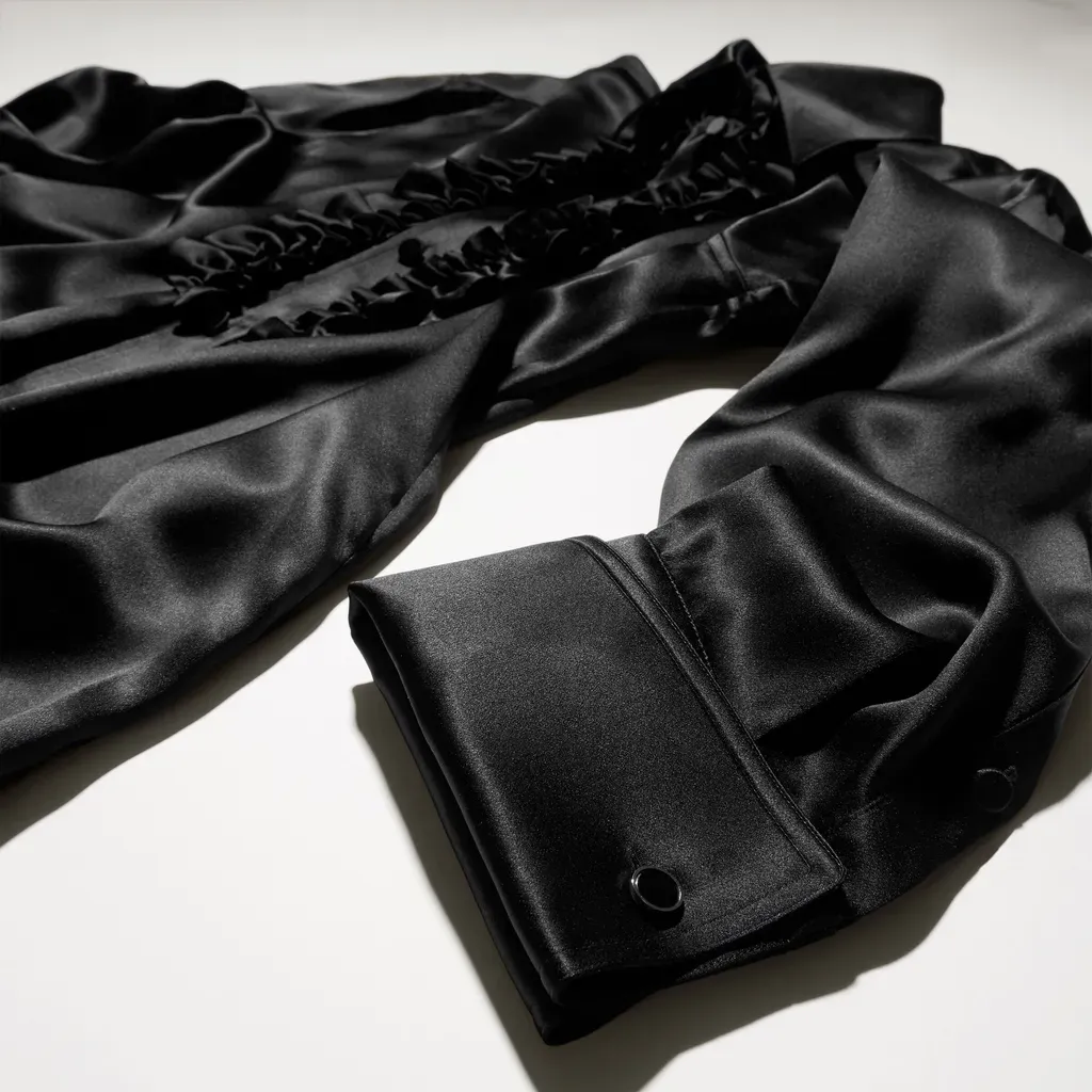 Silk Satin Shirt With Rouches