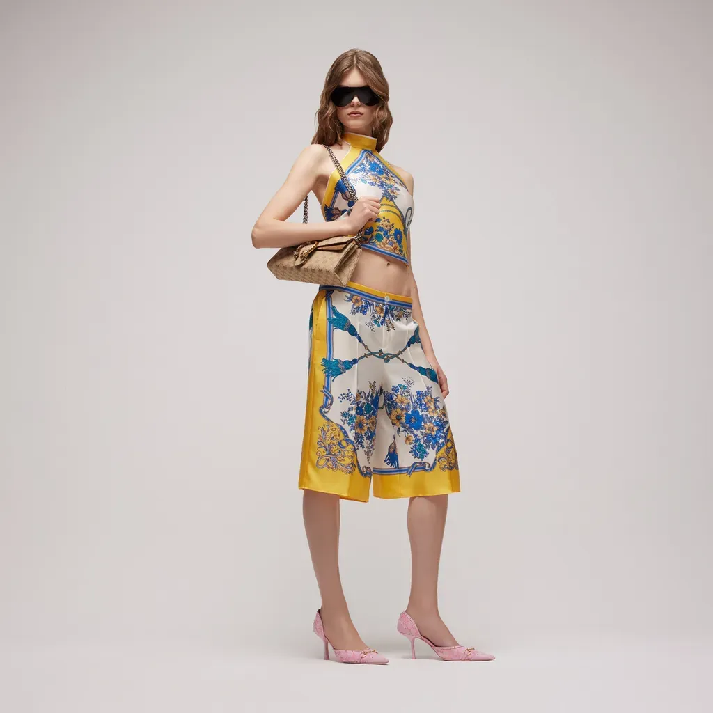Printed Silk Twill Top