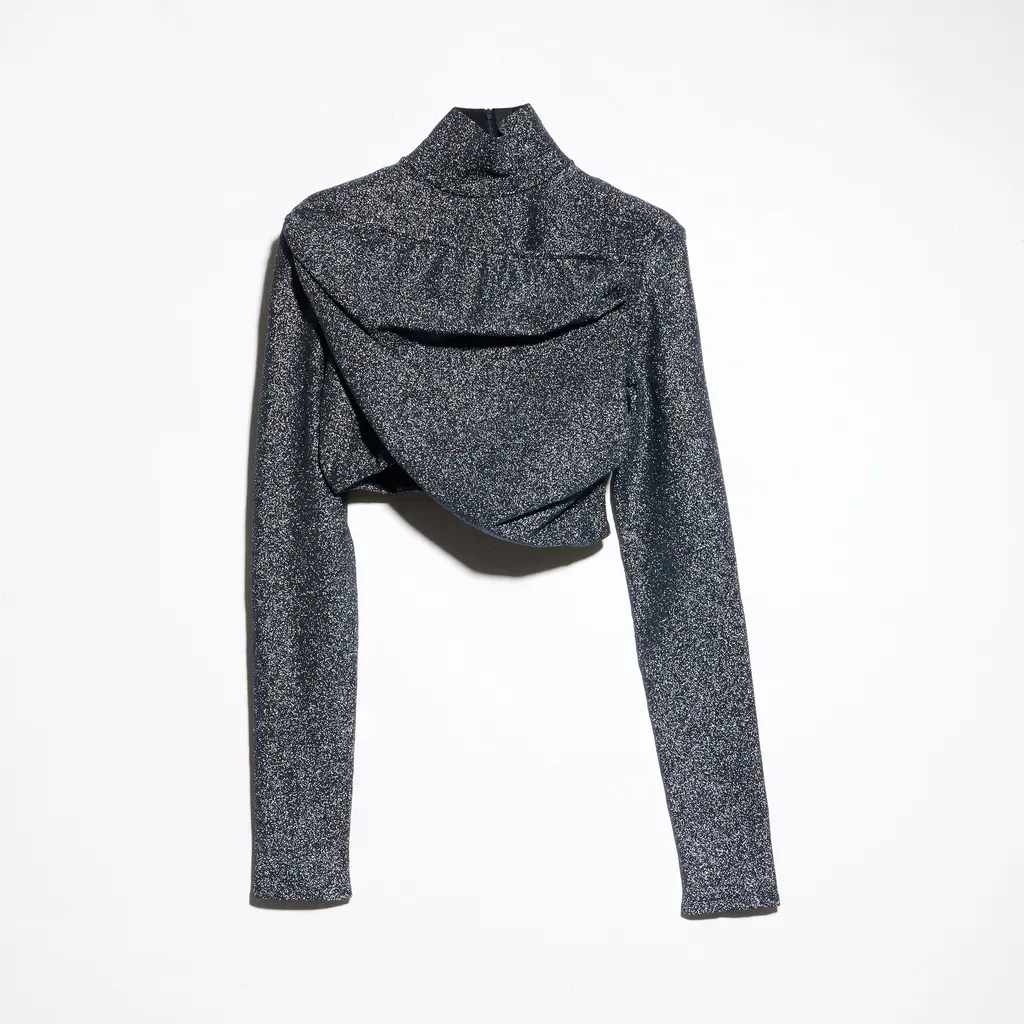 Stretch Viscose Lamé Cropped Top