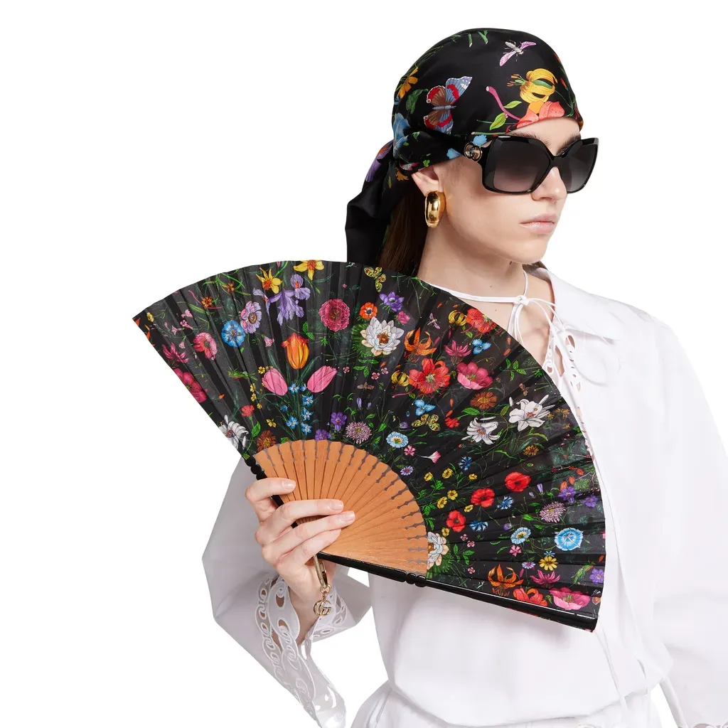 Large Flora Print Fan