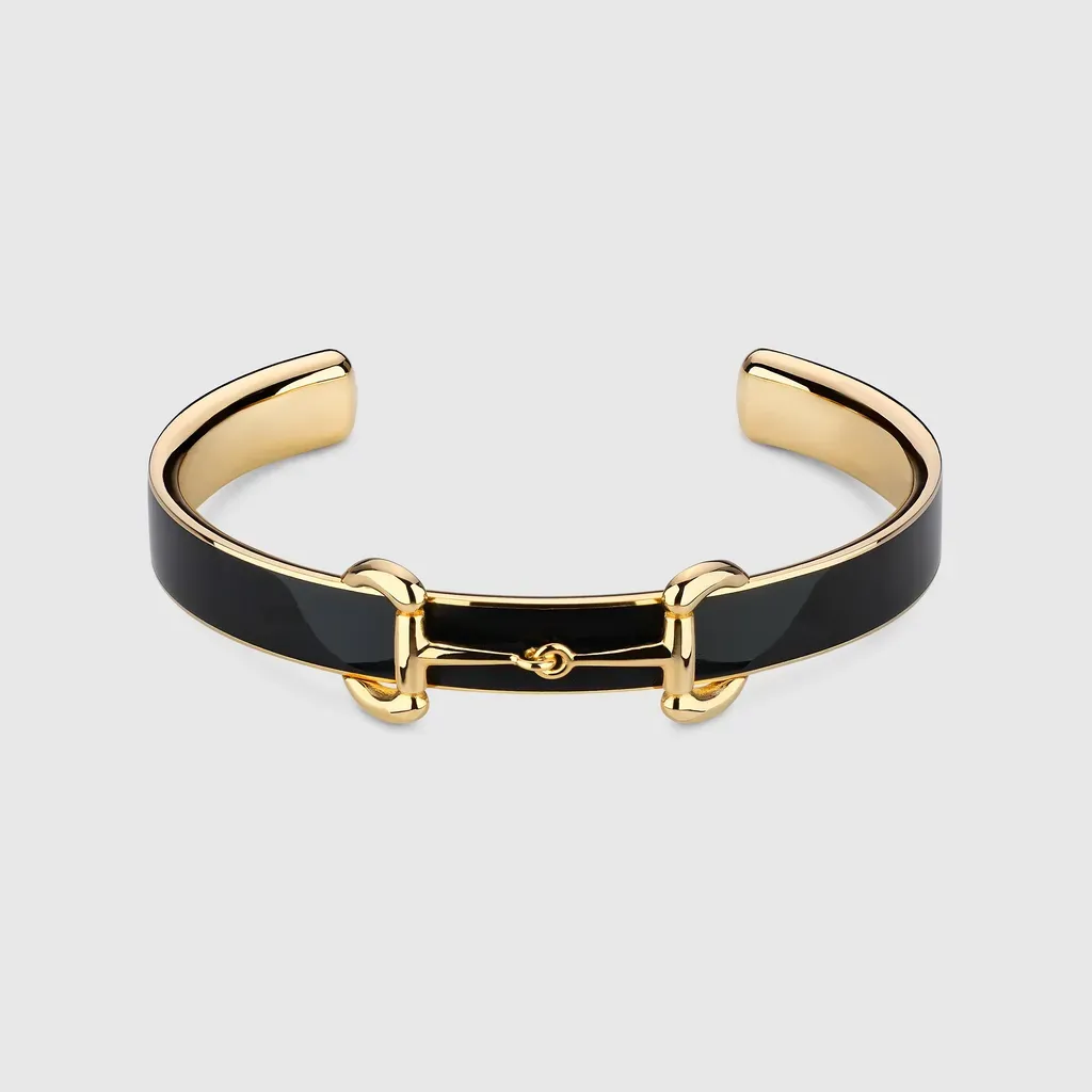 Horsebit Bangle Bracelet With Enamel