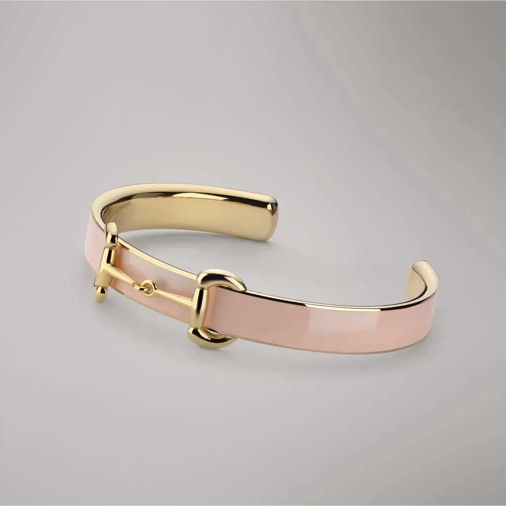 Horsebit Bangle Bracelet With Enamel