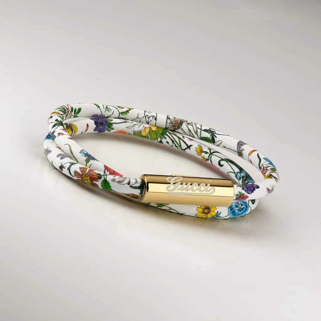 Leather Double Bracelet With Gucci Script