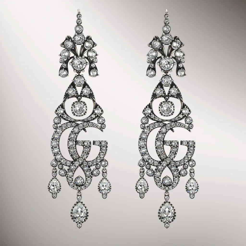 Gg Marmont Crystal Chandelier Earrings
