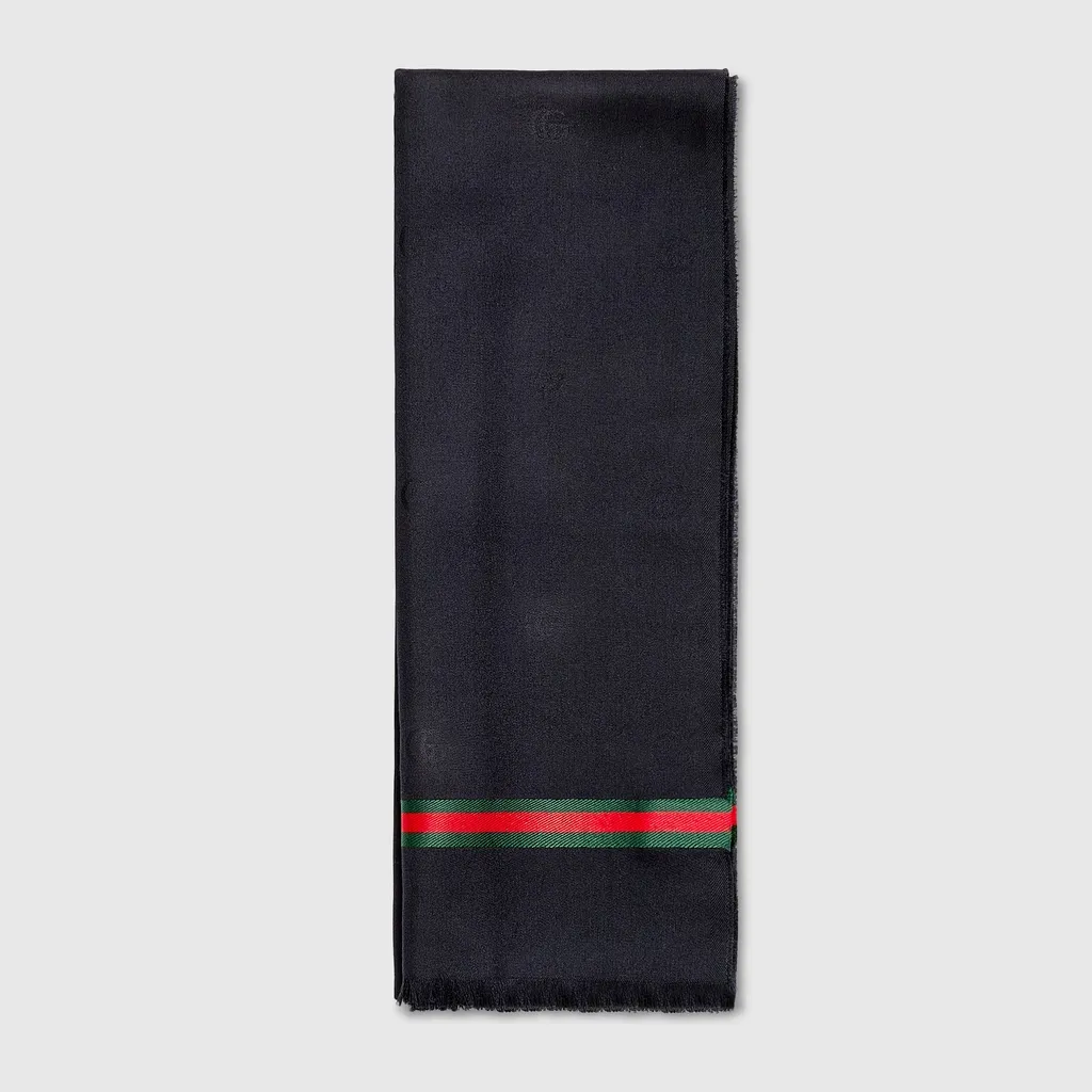 Double G Silk Cotton Jacquard Stole