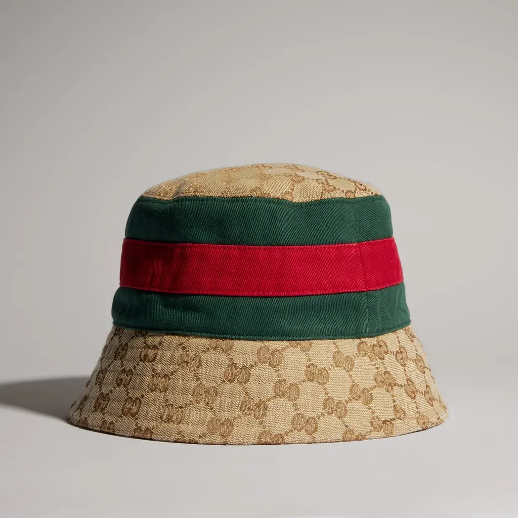 Gg Cotton Canvas Bucket Hat With Web