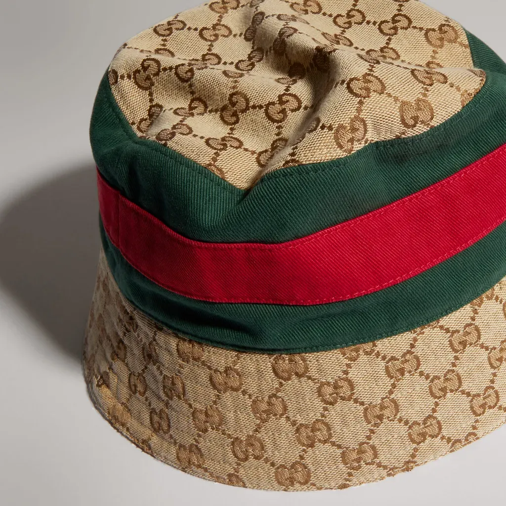Gg Cotton Canvas Bucket Hat With Web