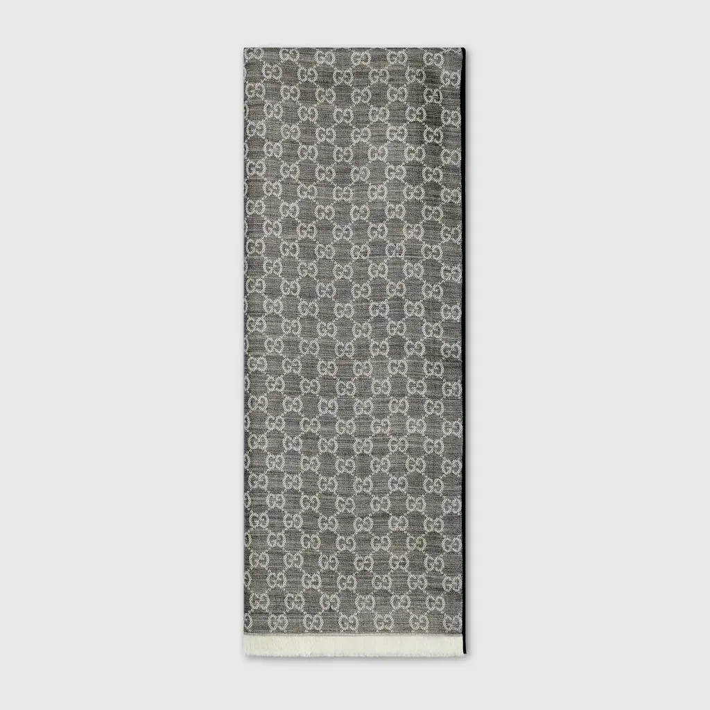 Gg Wool Silk Jacquard Stole