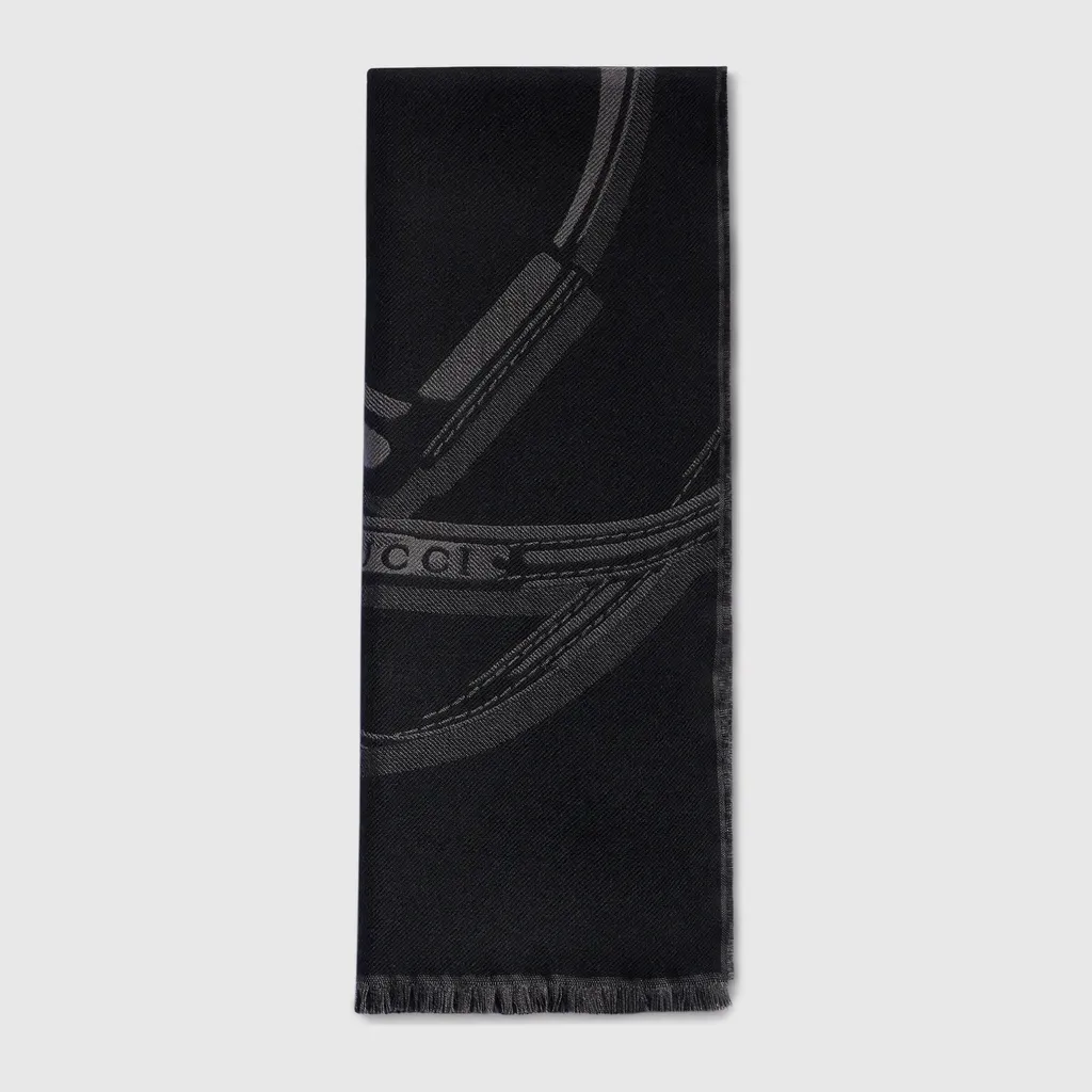 Horsebit Wool Silk Jacquard Stole