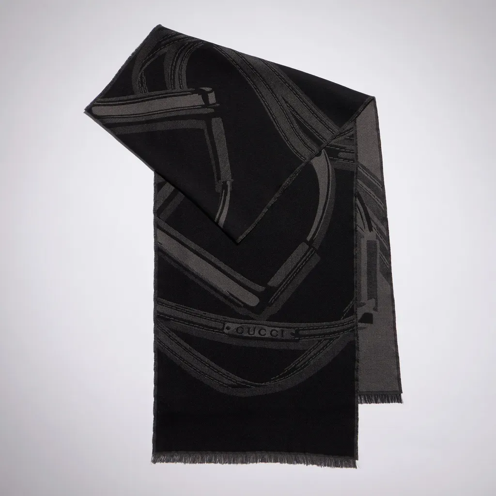 Horsebit Wool Silk Jacquard Stole
