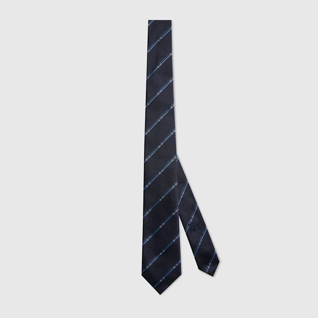 Diagonal Horsebit Silk Jacquard Tie