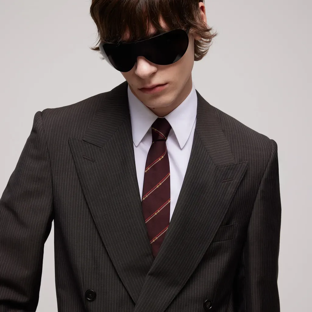 Diagonal Horsebit Silk Jacquard Tie