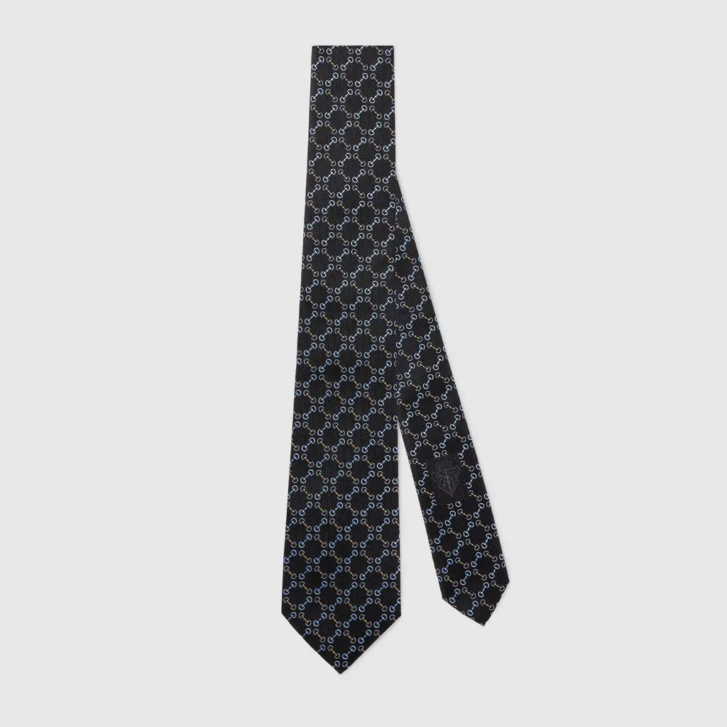 Horsebit Silk Jacquard Tie