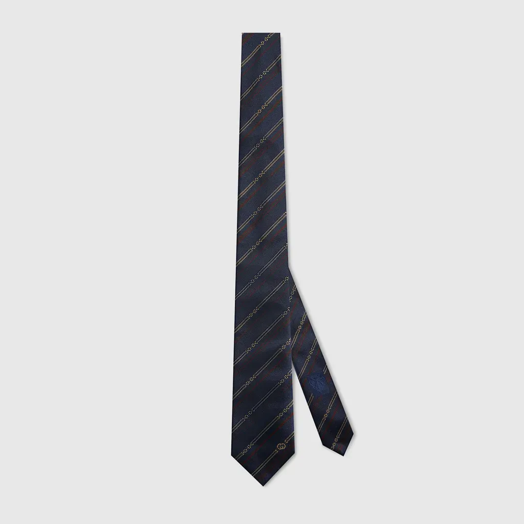 Horsebit Silk Jacquard Tie