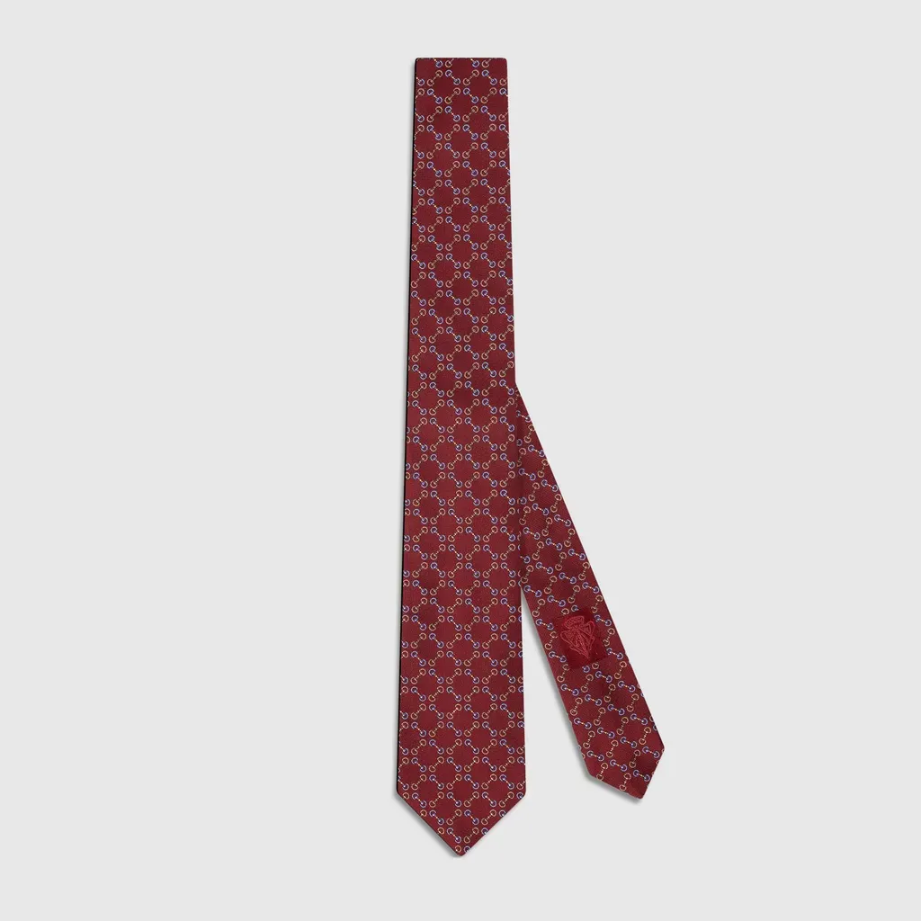Interlocking G Horsebit Belt Silk Tie