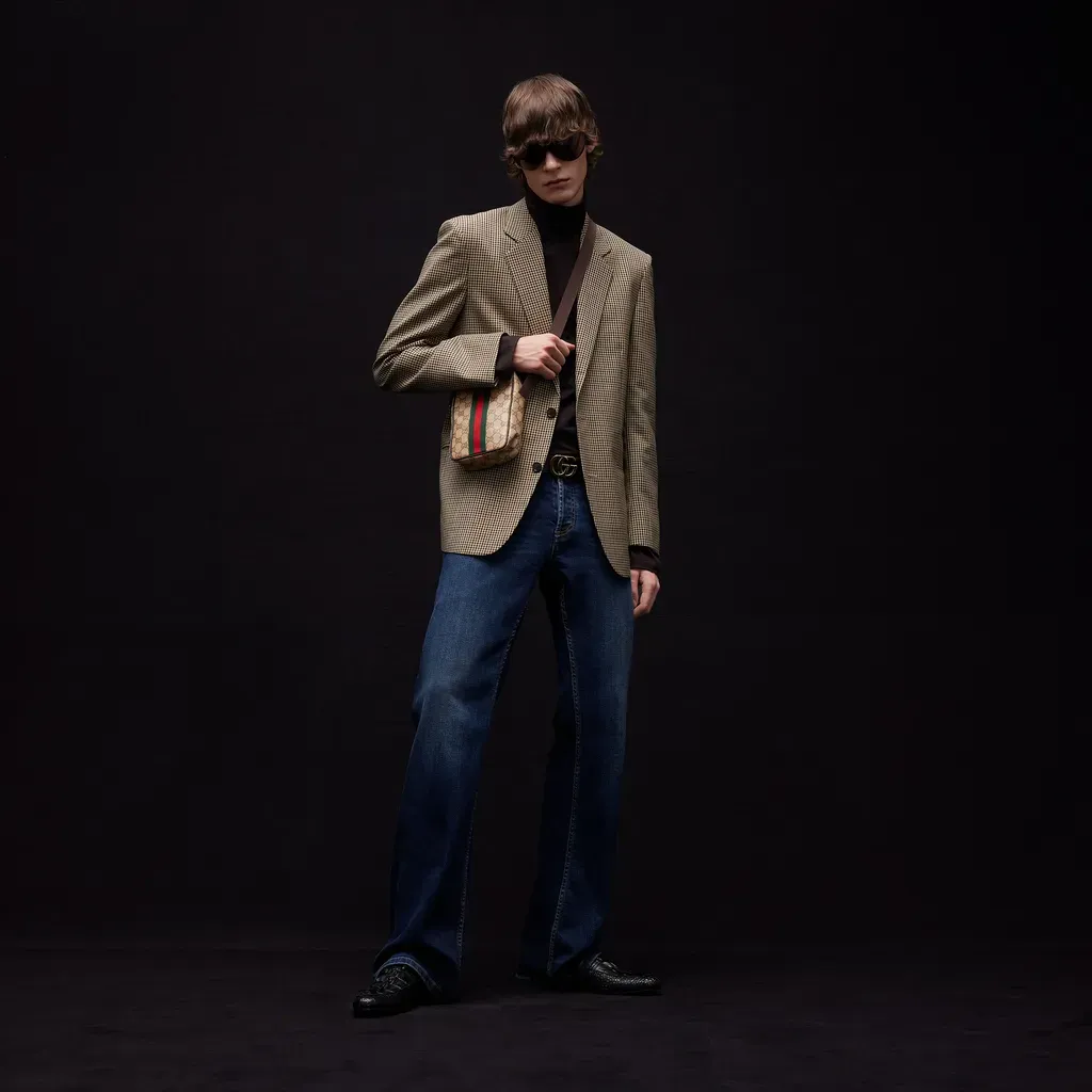 Gingham Wool Single-Breasted Jacket