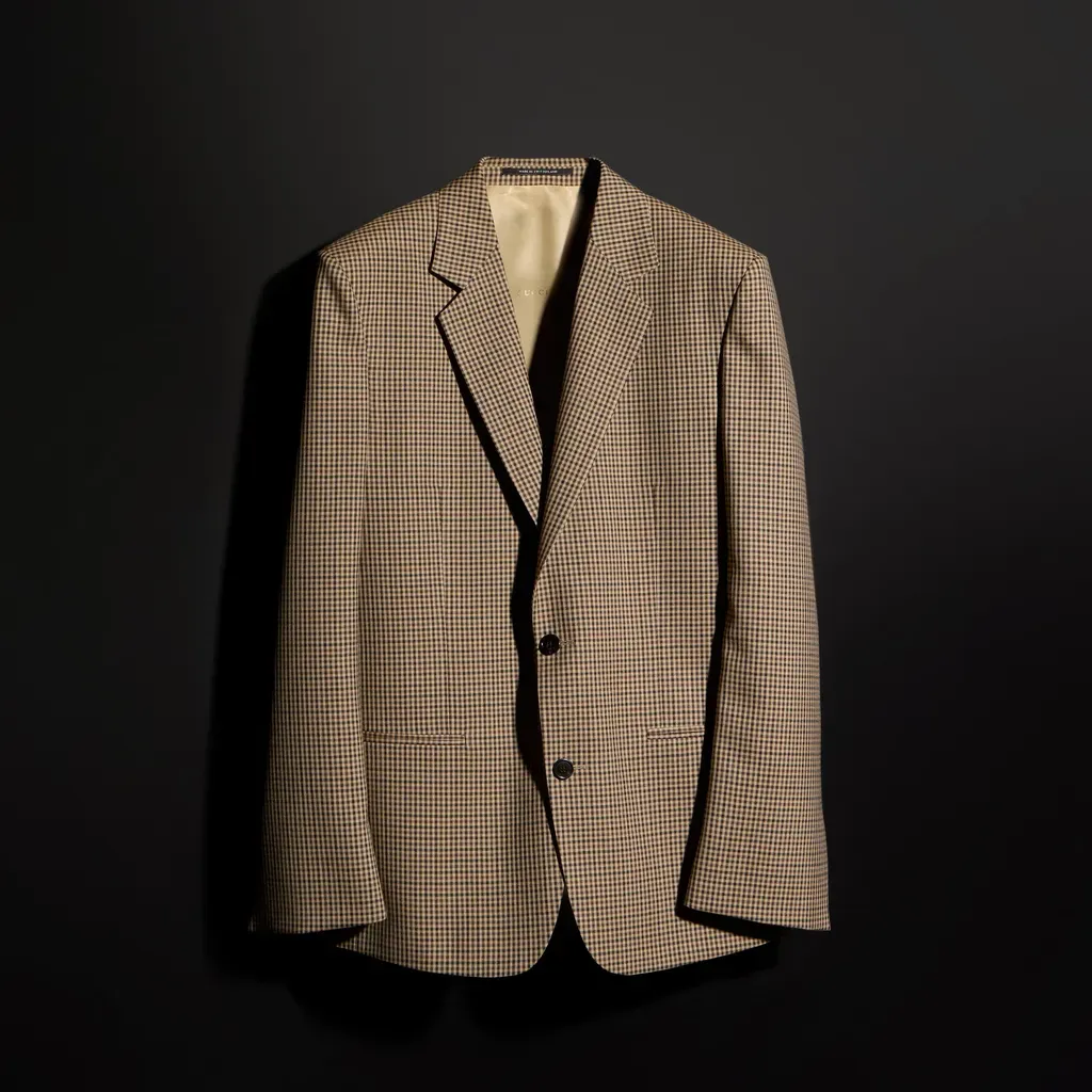 Gingham Wool Single-Breasted Jacket