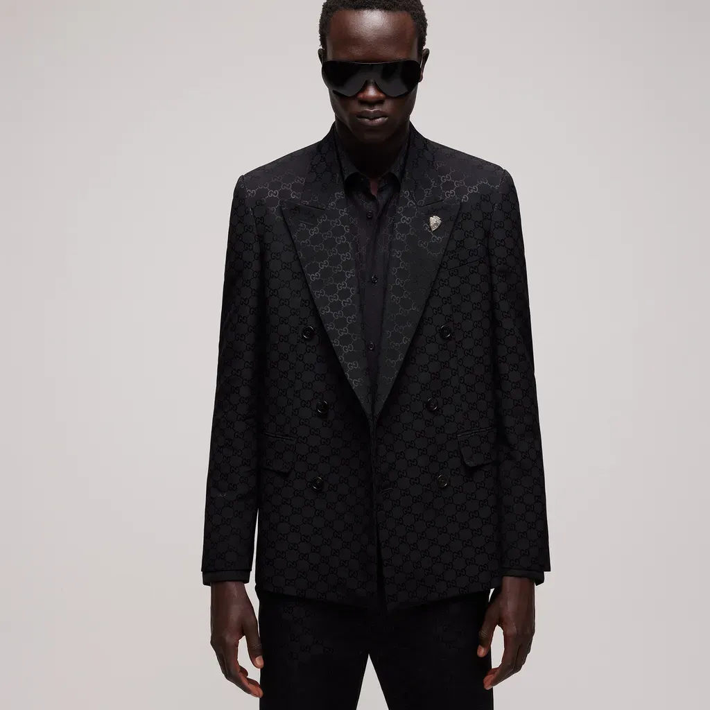 Gg Light Faille Double-Breasted Jacket
