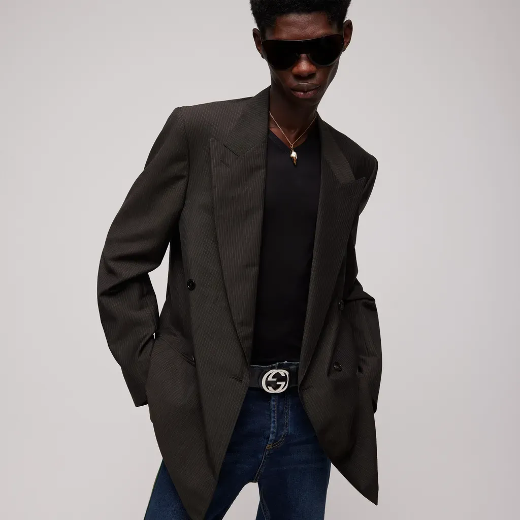 Pinstripe Wool Mohair Jacket