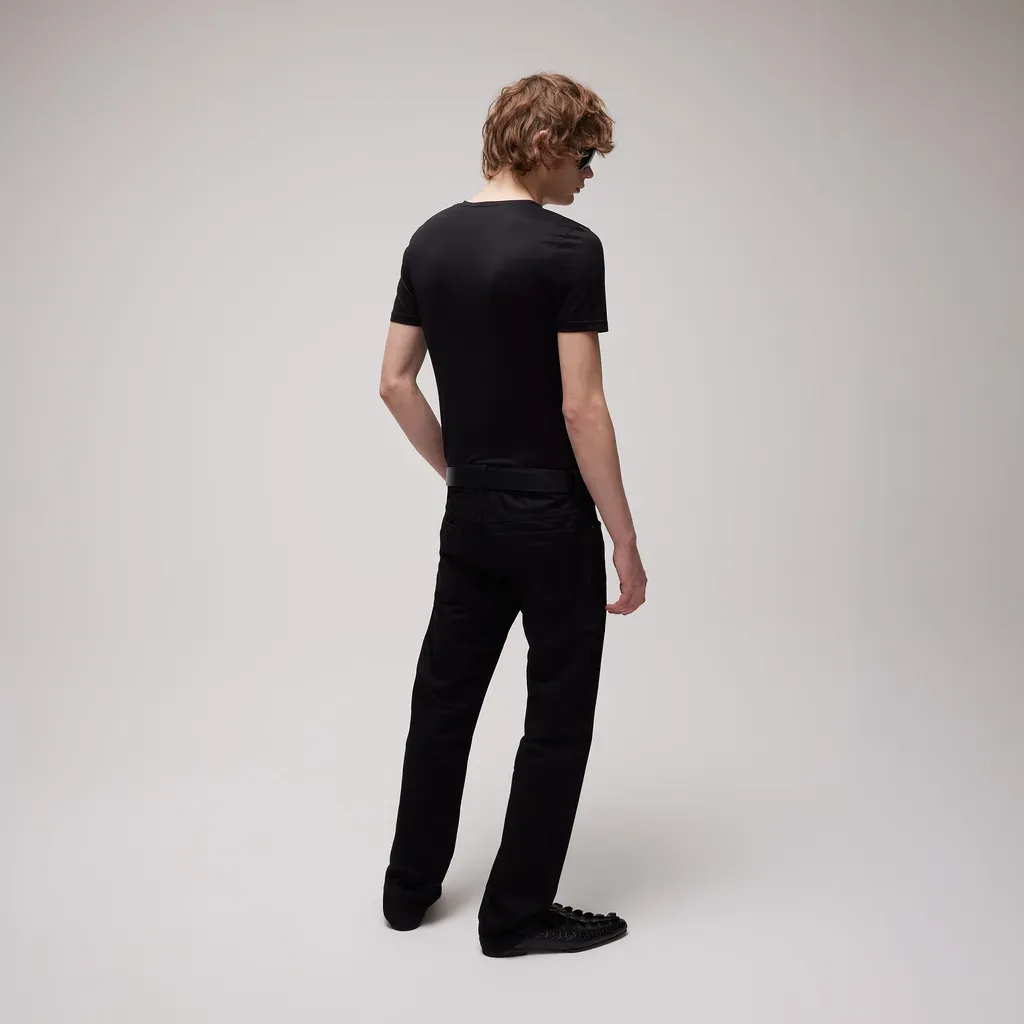 Cotton Denim Pants With Embroidery