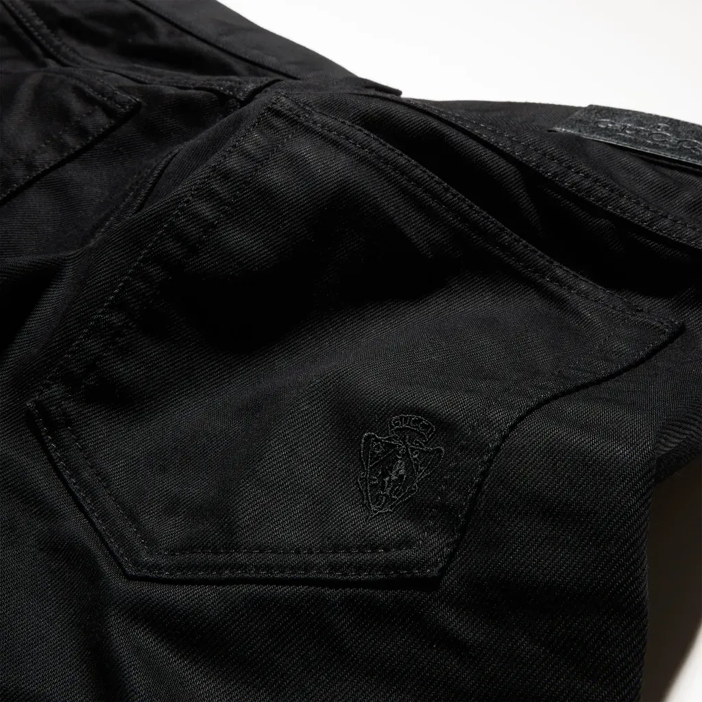 Cotton Denim Pants With Embroidery