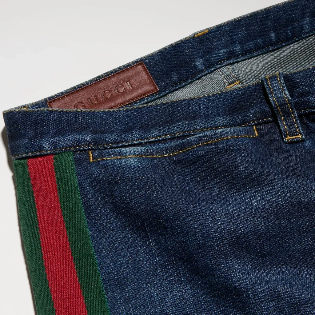Cotton Denim Pants With Web
